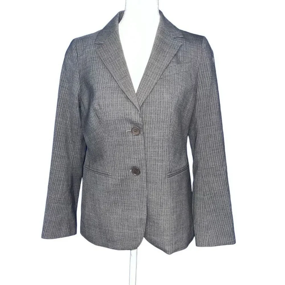‎Talbots gray & white pinstriped blazer 4P